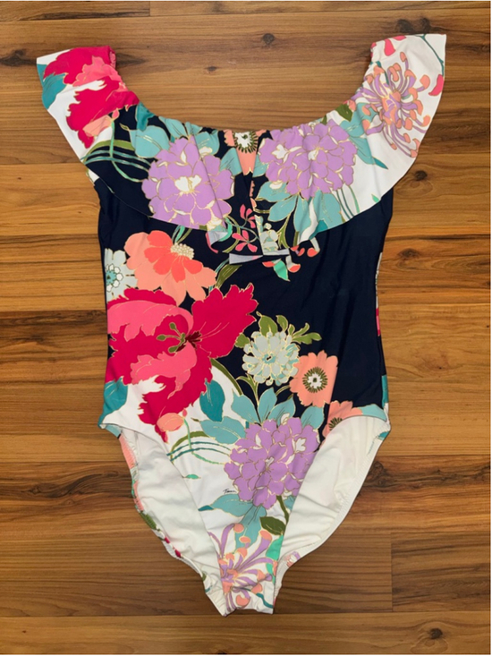 Trina Turk Other - Trina Turk Floral Ruffle One Piece Swimsuit Tropical Resort Coastal Glam US 12